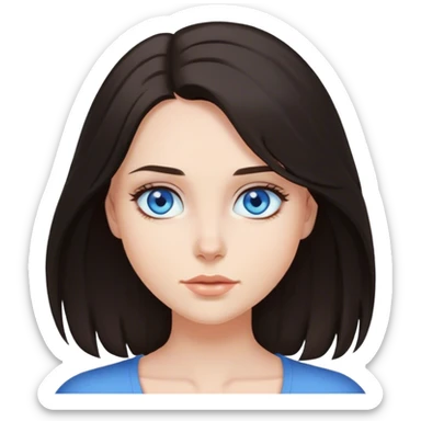 Dark Brunette with blue eyes and shoulder lenght hair sticker