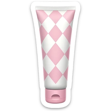 Light pink and white argyle printed lotion tube with pink cap sticker