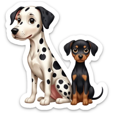 1 Dalmatian adult + 1 dobermann puppy sticker