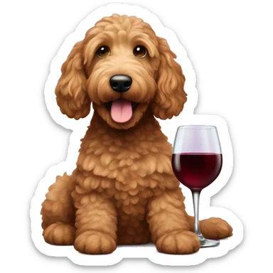 toasting wine brown golden doodle sticker