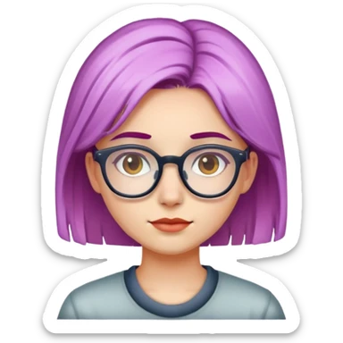 Girl with a dyed hair and glasses sticker
