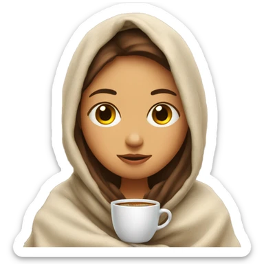 girl inside a blanket sipping coffee eyes closed sticker