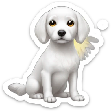 White-small-dog-angel-halo sticker