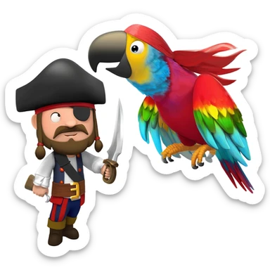 pirate and parrot sticker