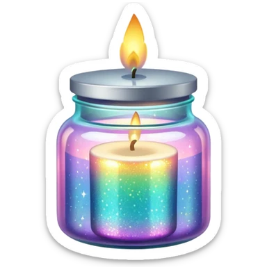 Iridescent Glittered Candle Jar sticker