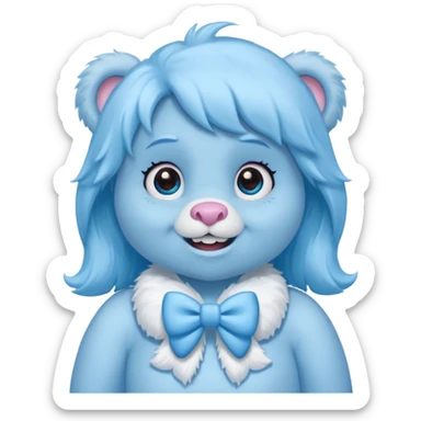 blue girl care bear yeti with bow sticker
