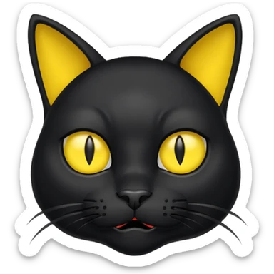Black cat with yellow ears mad sticker