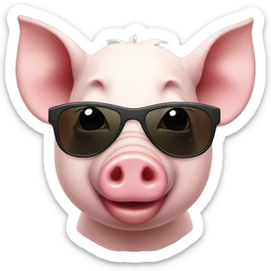 A cute pig with sunglasses sticker