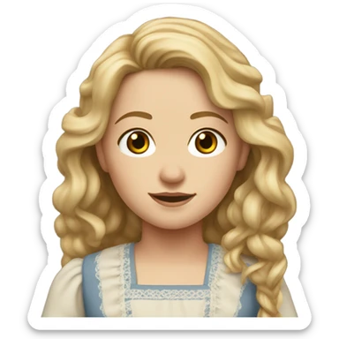 Mary Ingalls with long wavy  blonde hair pretty and detailed and realistic sticker