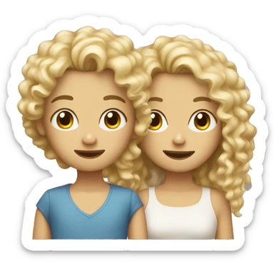 blonde curly girl and her friend brunette boy sticker