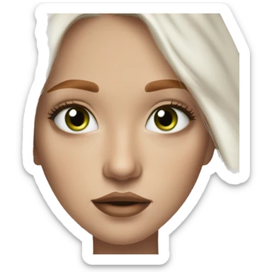 white youfg woman central heterochromia blue green and brown eyes small noe redhead long hair layers freckles brown lipstick sticker