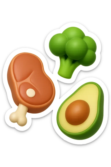 EMOJI STILE IPHONE 3D DI proteine, fibre, grassi sani che fluttuano in aria, iperrealistico 4k sticker