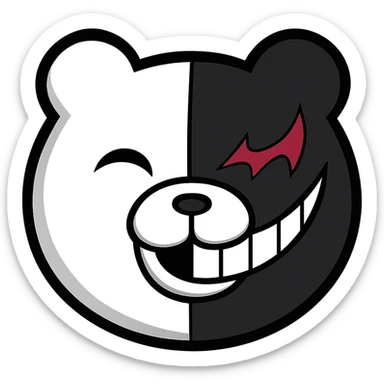 Danganronpa style emoji of the evil Monokuma sticker