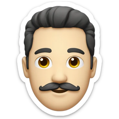 homme blanc avec une moustache carré avec les cheveux noir et une coupe sur le coté sticker