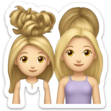deux filles une fille blonde et fille asiatique chatain sticker