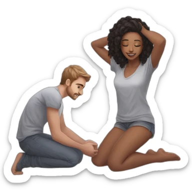 Request ➝ == Draw Me = girl on both knees in front of a young man sticker