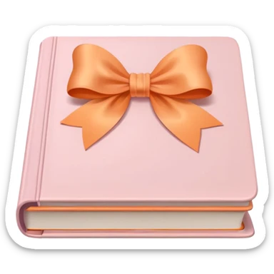 pastel light pink book emoji with a light orange bow on top sticker