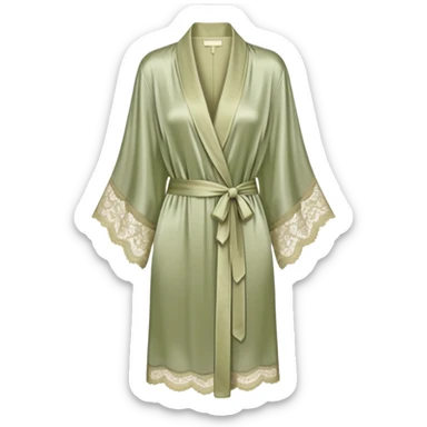 Pale olive silk lace robe sticker