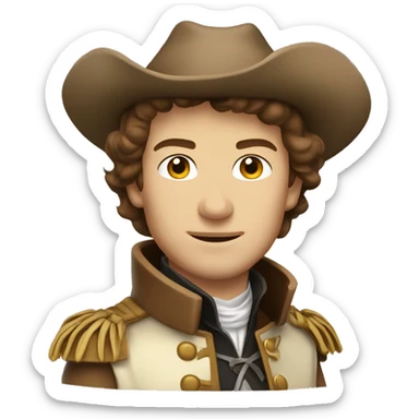 Musketeer man beige jacket short brown hair smirk sticker