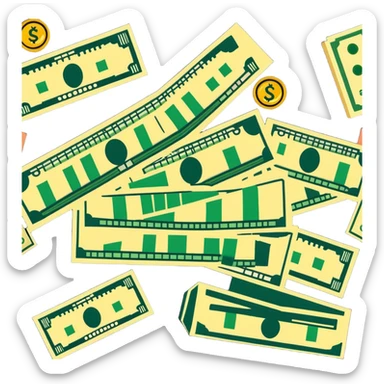 gold scale with dollar bills on one side and beauty products on the other side sticker