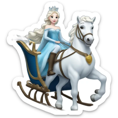 The Snow Queen on a sleigh with white horses sticker