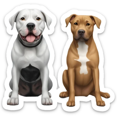 Grey pitbull next to black retriever dog sticker