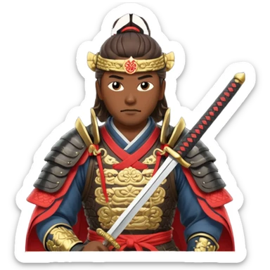 guerrero samurai con su espada en la mano sticker
