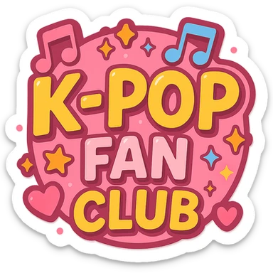 pink kpop fan club pin, fun and collectible sticker