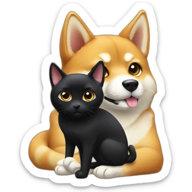 shibainu and black cat sticker