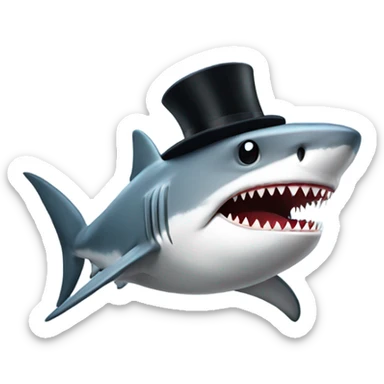 Shark with a top hat sticker