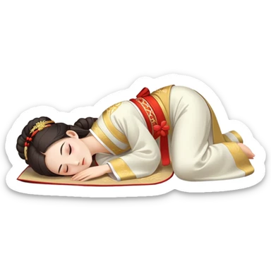Beautiful girl in Hanfu lying on the ground sleeping sticker