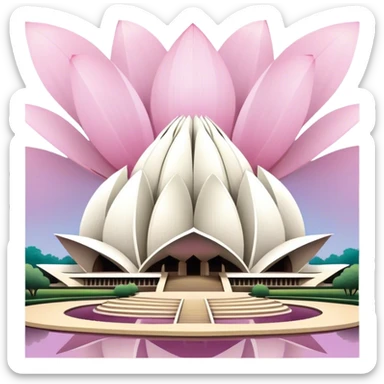 Cinematic Realistic Lotus Temple Landmark Emoji, showcasing the modern architectural marvel with petal‚Äêlike structures rendered with dynamic lighting and graceful textures. sticker