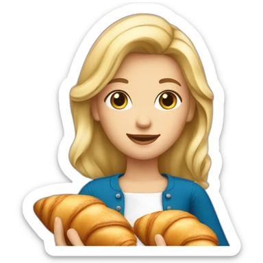French Blond Girl Holding a Croissant sticker