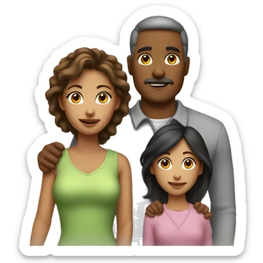 Mom dad two daughters family  sticker