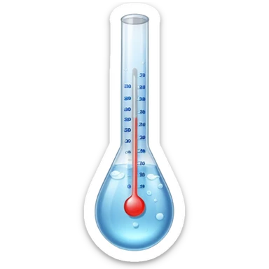 The thermometer is placed in a clear glass of water and shows the temperature. sticker