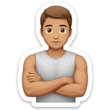 a man with arms crossed around his neck sticker