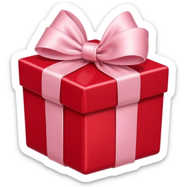 red  gift box with light pi,k satin bow sticker