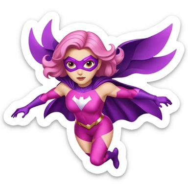 pink violet woman superhero flying sticker