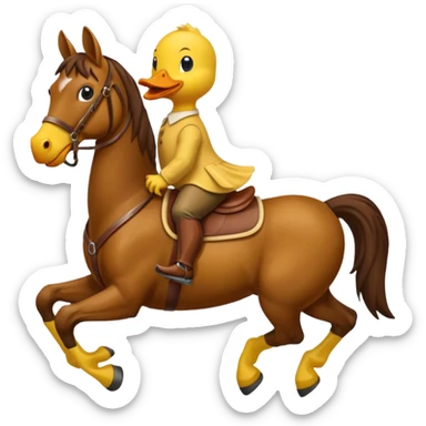 Yellow Duck riding a horse sticker