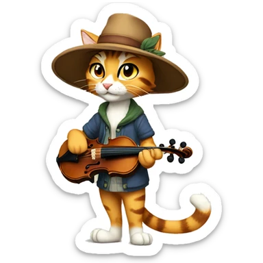 Anthro Fur-Sona feline-Fakémon with a fiddler-hat-cap Full Body sticker
