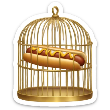 gilded cage with a hot dog sticker