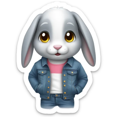 Cute Rabbit wearing jeans jacket sticker