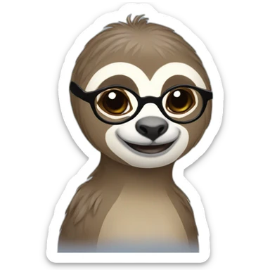 Female Sloth with glasses and a bun sticker