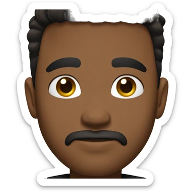 casual portrait of a brown male in black shirt with gold chain and short black hair with a fade, light stubble goatee, and dark brown eyes sticker