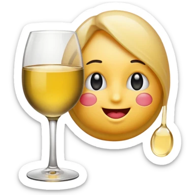 Blushing emoji with white wine sticker