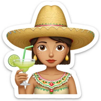 Sad wearing sombrero drinking margarita sticker