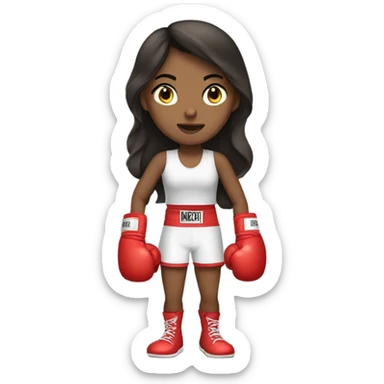 A brunette girl w hazel eye in boxing gloves sticker