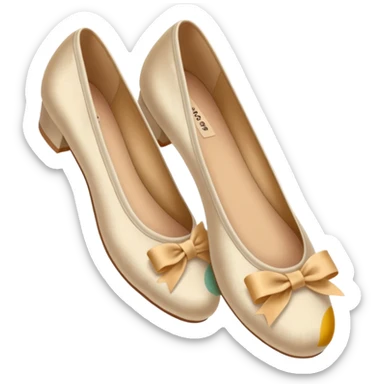 Beige realistic vintage silk bow ballerina shoes sticker