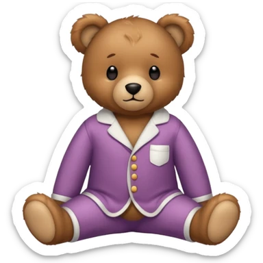 Sleeping teddy bear in pajamas sticker