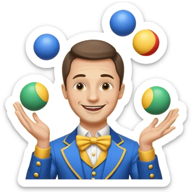 circus juggler zelensky juggling two balls blue and yellow sticker